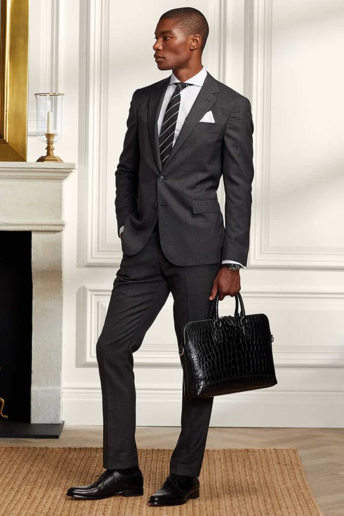 what color shoes go with a grey suit- Dark Grey Suit With Black Shoes