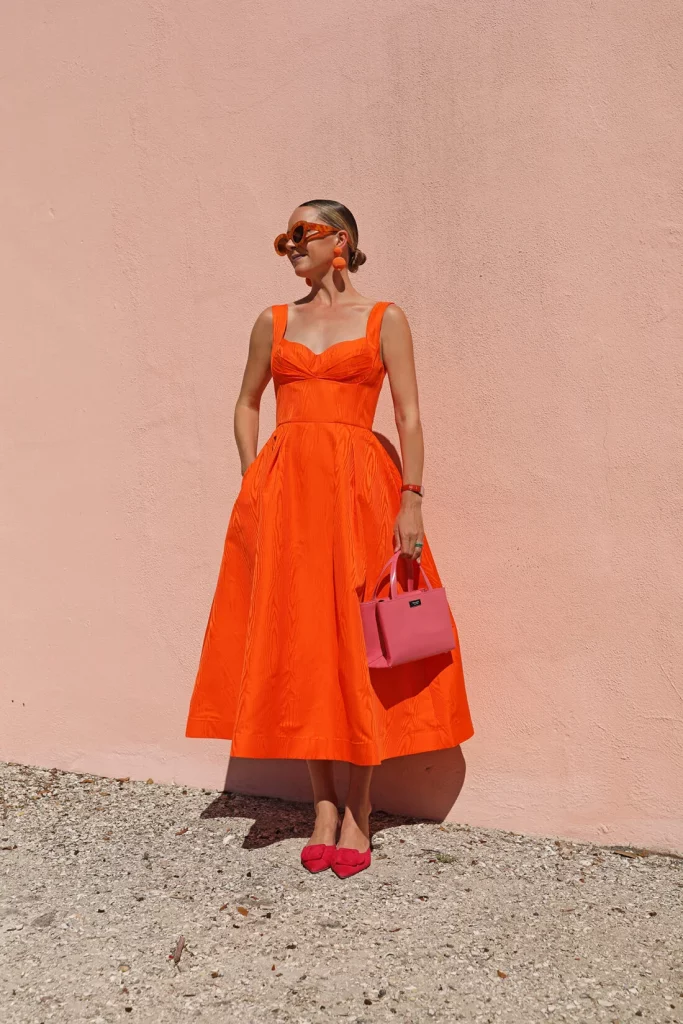 Red Shoes With an Orange Dress? Gorgeous!