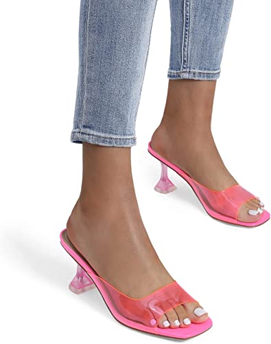 Dream Pairs Transparent Square Toe Mule Sandals